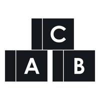 Alphabet cubes with letters A,B,C icon vector