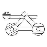 Wooden catapult icon, outline style vector