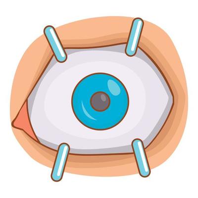 Eye procedure icon, cartoon style
