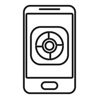 icono de control remoto de smartphone, estilo de contorno vector