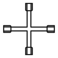 Cross tire key icon, outline style vector