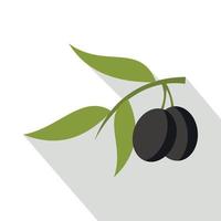 Fresh olive tree branch with olives icon vector