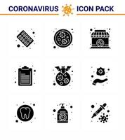 Coronavirus 2019nCoV Covid19 Prevention icon set virus carrier shop bat document viral coronavirus 2019nov disease Vector Design Elements