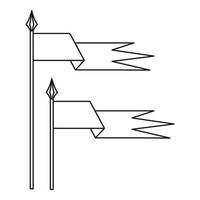 Ancient battle flags icon, outline style vector