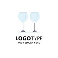 Glass Glasses Drink Hotel Business Logo Template Flat Color vector