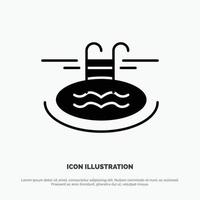 Swimming Pool Hotel Serves Solid Black Glyph Icon vector