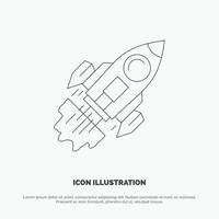 Startup Business Goal Launch Mission Spaceship Line Icon Vector