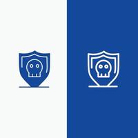 Shield Security Secure Plain Line and Glyph Solid icon Blue banner Line and Glyph Solid icon Blue banner vector