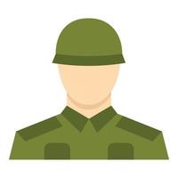 icono de soldado, tipo plano vector