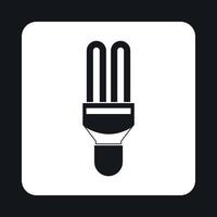 Fluorescent saving light bulb icon, simple style vector