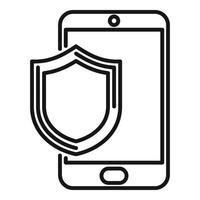 Protected phone display icon, outline style vector