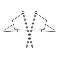 Two crossed flags icon, outline style vector