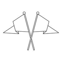 Two crossed flags icon, outline style vector