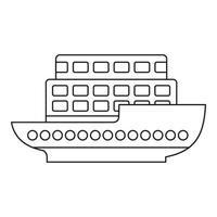 icono de barco de pasajeros grande, estilo de esquema vector