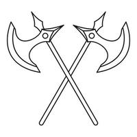 Crossed battle axes icon, outline style vector