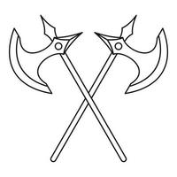 Crossed battle axes icon, outline style vector