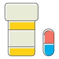 Pills in jar icon, flat style vector