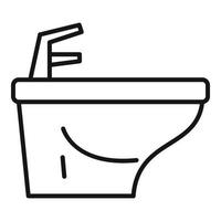 icono de bidé de baño, estilo de contorno vector