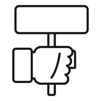 Hitchhiking hand board icon, outline style vector