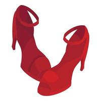 par de iconos de zapatos femeninos rojos de tacón alto vector
