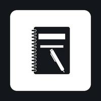 Notebook with pen icon, simple style vector