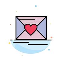 Mail Love Heart Wedding Abstract Flat Color Icon Template vector