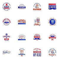 Happy fathers day 16 Blue and red vintage retro type font Illustrator eps10 Editable Vector Design Elements