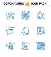 9 Blue Coronavirus Covid19 Icon pack such as diseases life infection health beat viral coronavirus 2019nov disease Vector Design Elements