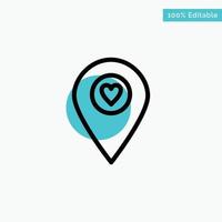 Heart Location Map Pointer turquoise highlight circle point Vector icon