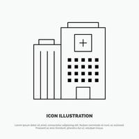 Hospital Medical Building Care Line Icon Vector