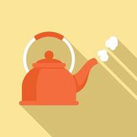 Boiling kettle icon, flat style vector