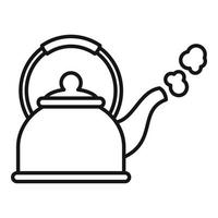 Boiling kettle icon, outline style vector