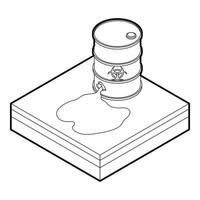 Toxic waste spilling from barrel icon vector