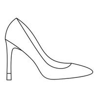 icono de zapato de mujer de tacón alto, estilo de esquema vector