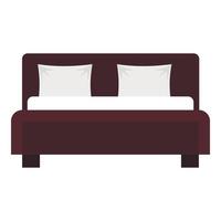 icono de cama doble, tipo plano vector