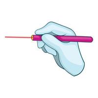 Laser eye surgery procedure icon, cartoon style vector