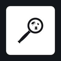 Magnifier and insects icon, simple style vector