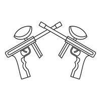 Paintball guns icon, outline style vector