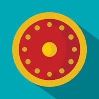 Round military shield icon, flat style vector