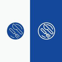 Lunch Dish Spoon Knife Line and Glyph Solid icon Blue banner vector