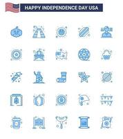 Pack of 25 creative USA Independence Day related Blues of police american security man hotdog Editable USA Day Vector Design Elements