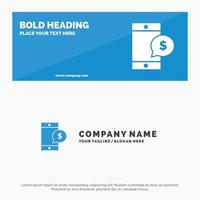 Mobile Cell Money Dollar SOlid Icon Website Banner and Business Logo Template vector