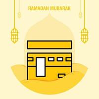 plantilla de saludo ramadan kareem media luna islámica y linterna árabe ilustración vectorial vector