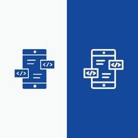 App Development Arrows Div Mobile Line and Glyph Solid icon Blue banner Line and Glyph Solid icon Blue banner vector