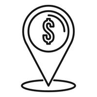 Location money icon, outline style vector