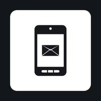 Writing e-mail on phone icon, simple style vector