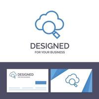 Ilustración de vector de investigación de búsqueda en la nube de plantilla de logotipo y tarjeta de visita creativa