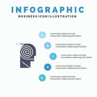 mejor comprensión definición aprendizaje estudio sólido icono infografía 5 pasos presentación antecedentes vector