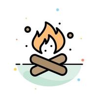 Camp Camping Fire Hot Nature Abstract Flat Color Icon Template vector