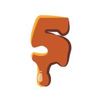 Number 5 from caramel icon vector